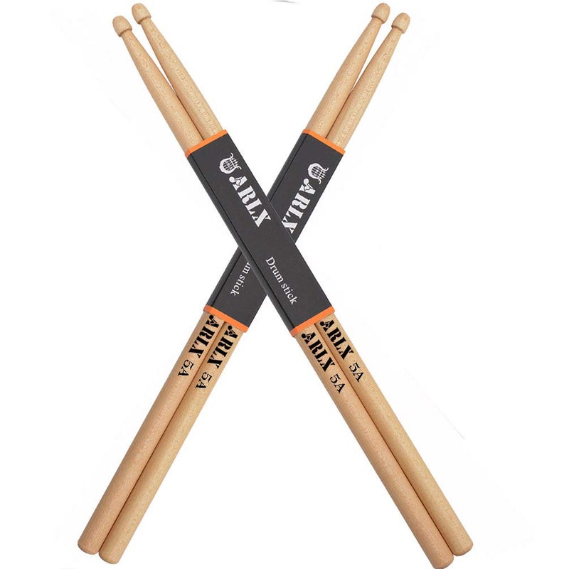 ARLX Drum Sticks 5A Wood Tip Drumstick (2 Pair Maple) - Image 1